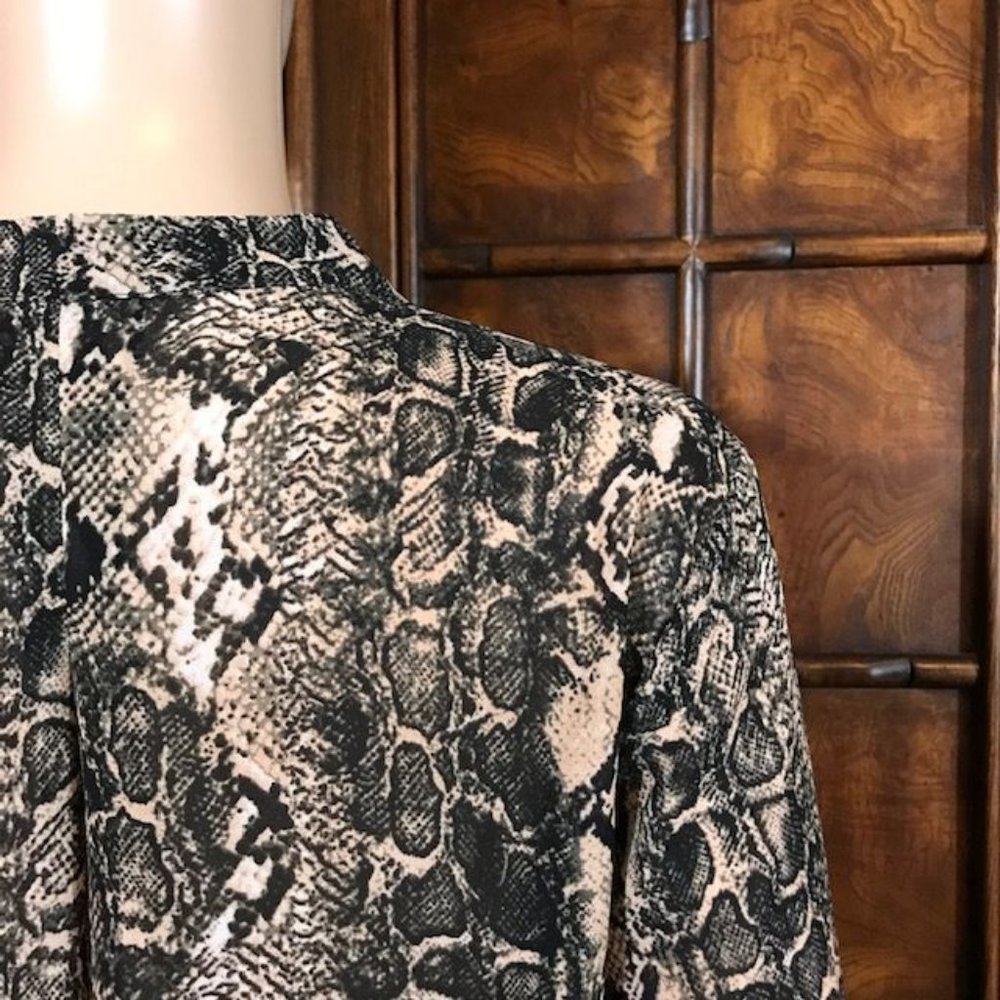 Joan Rivers Natural Python Micro Crepe Overlay V-neck Top - Picture 9 of 13